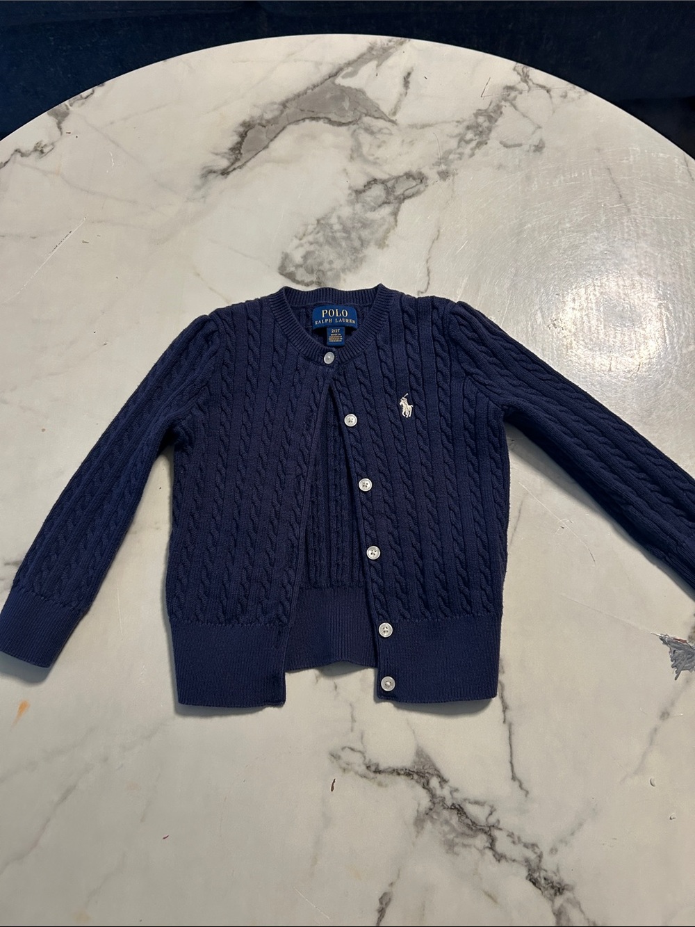 Polo by Ralph Lauren Navy Cable-Knit Cardigan Sweater